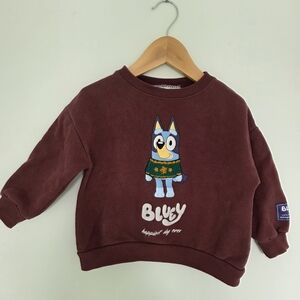 Zara Kids X BLUEY Maroon Character Sweatshirt - Size 3T (98cm)